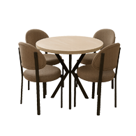 Yuvarlak Masa + 4 Sandalye Yemek Seti